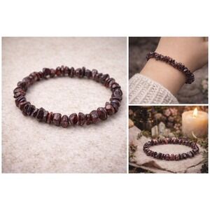 Garnet Chip Bracelet Boho Witchy Apothecary Crystal Jewelry